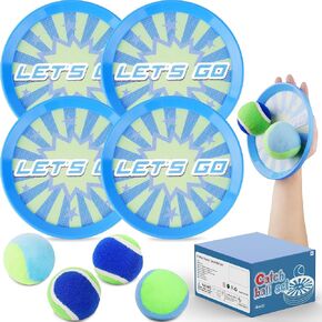 Kids Toys Toss and Catch Ball Set Game with 4 Paddles 4 Balls,Beach Toys Pool Toys Outdoor Yard Toy for Kids Ages 3-12,Toys for Toddlers age 3-5, Gifts for 3 4 5 6 7 8 9 10+ Year Old Boys Girls