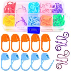 2Pcs Crochet Ring + 100Pcs Stitch Markers Adjustable Crochet Tension Rings for Finger Handmade Open Yarn Guide Crocheting Rings Knitting Accessories with Box,The Ideal Aid to Crochet Supplies