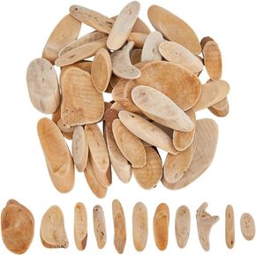 SUPERFINDINGS 300g Natural Driftwood Pieces DIY Dried Wood Sticks Oval Wooden Craft Slices Frames Wreath Surf Art Beach Decor for Crafting Card Making Embellishments Photo Props