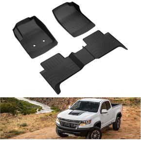 KIWI MASTER Floor Mats Compatible for 2015-2022 Chevy Colorado Crew Cab/GMC Canyon Crew Cab All Weather Mat Front Rear 2 Row Seat TPE Slush Liners Black