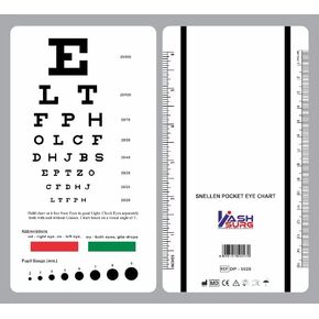 KSIPL Snellen Pocket Eye Chart with Red Green Lines and Scale