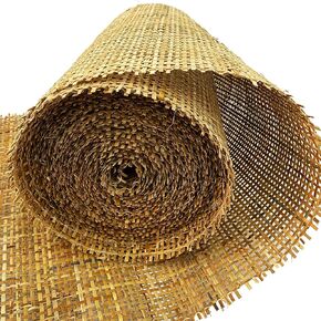MINHKUST 36" Width Natural Brown Dark Square Rattan Cane Webbing Roll 5 Feet Length for Caning Projects, Pre-Woven Radio Mesh Cane Webbing Sheet for Furniture, Chair, Table, Ceiling (5 FEET)