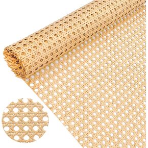 Plastic Cane Webbing Roll, 16 Inch x 3.3 Ft Woven Open Rattan Mesh PE Caning Sheet for DIY Projects, Synthetic Hexagon Rattan Material for Furniture Chair Cabinet Ceiling Bed Door, Wood Color