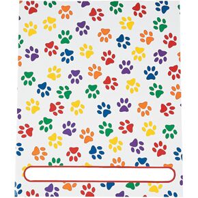 Paw Print Patterned Pocket Folders - 12 Pieces - Educational and Learning Activities for Kids