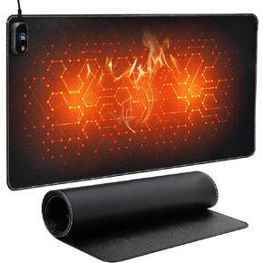 Heated Mouse Pad,Warm Desk Pad with 3 Levels Heating & Timed Auto Shut-Off,PU Leather Heated Desk Pad Foot Warmer Pad for Home Office -31.5 x 13 Inch Black