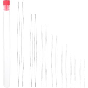 Xinjoduz 14 PCS إبر الديكور ، 7 أحجام إبر البذور حبات كبيرة من العيون الديكور مع الإبرة زجاجة التطريز القابلة للطي القمح الإبر لصنع المجوهرات in Saudi Arabia