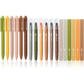 Mr. Pen- Aesthetic Highlighters and Gel Pens, 18 Pack, Gel Highlighters for Bibles, Earth Tone Highlighters, Colored Gel Pens, Highlighter Pens, Vintage Color Bible Highlighter No Bleed