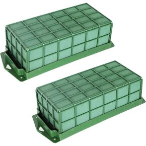 Floral Foam Cage for Fresh and Artificial Flowers, 2 pcs Wet and Dry Floral Foam Blocks for Wedding, Birthdays and Garden Decorations