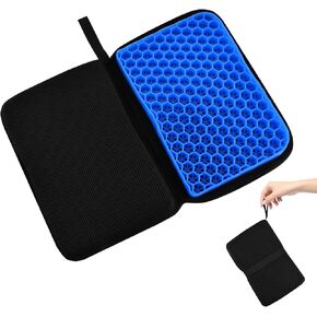 JIANWEI Portable Gel Seat Cushion, Foldable Gel Car Seat Cushion, Thick Gel Seat Cushion for Long Sitting Pressure Relief, Airplane Seats, Camping, Cinema, Garden Benches Seat Cushion(Black)