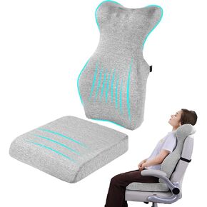 BALAPET Back Support Cushion for Office Chair,Memory Foam Lumbar Support Pillow,Ergonomic Office Chair Cushion for Long Sitting,Back and Butt Cushion for Office Chair with Adjustable Straps
