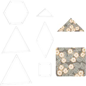 BENECREAT 6 Shapes Acrylic Quilting Template, Hexagon Square Triangle Transparent Sewing Rulers Templates for DIY Hand Patchwork, Machine Quilting, Sewing Needlework Craft