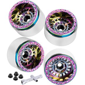 Aluminum 1.9 Beadlock Wheel Rims for 1/10 SCX10 SCX10 II 90046 SCX10 III AXI03007 SCX10 Pro TRX4 TRX6 Gen7/8 D90 VS4-10 MST CFX RC Crawler Car,4pcs RC 1.9 Beadlock Wheel Rims,Titanium