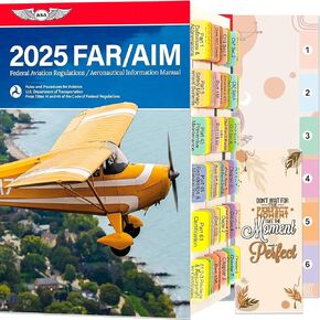 FAR AIM 2025 Index Tabs for Private Pilot, 96 Printed Color-Coded and Laminated Far/Aim 2025 Series Tabs, with Page Markers and Alignment Guide & Bookmark(Book not Included)