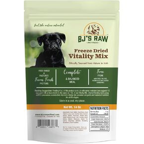 BJ's Raw Pet Food Freeze Dried Vitality Complete Mix Protein Rich Nutritious Meal for Optimal Health Made in USA, 14-Ounce