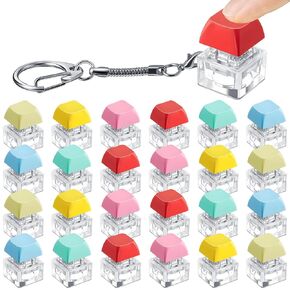Nosiny 24 Pcs Keyboard Fidget Toys Keyboard Fidget Keychains for Adults Teens Finger Stress Relief Keycap for Boys Girls Students Decompression Gifts (Fresh Color)