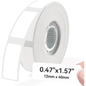 Phomemo D30 1 Pack Adhesive White Label Paper 1/2" X 1 1/2" (12mm X 40mm) 160 Labels/Roll, Black on White