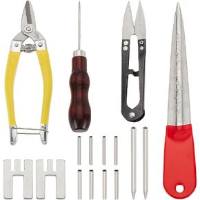 AHANDMAKER Basket Basketry Tool Kit, Including Scissors, Awls, Knitting Needle, Braided Closing, Tube, Basket Weaving Beginner Kit Tool Set