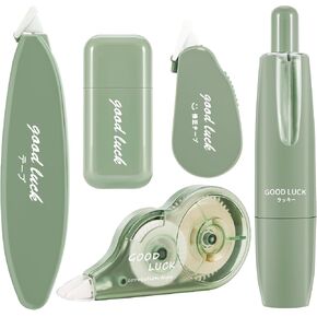 White Out Correction Tape - Easy To Use Applicator for Instant Corrections, 5Pcs Cute Whiteout Correction Tape Pen Bulk for School, Office Supplies Green
