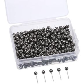 200 Pack Push Pins,Push Pins for Bulletin Board,Pin Board,Pins for Cork Board,Map Pins,Cork Board Pins,Bulletin Board Pins,Tacks for Cork Board,Pearl Push Pins,Small Push Pins (Black)