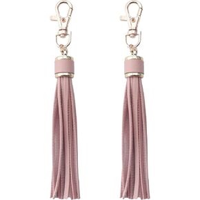 2 Pcs Leather Tassels with Lobster Clasps Swivel Keychain Metal PU Tassels for Handbag Car Keys Backpack