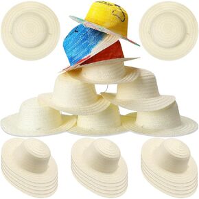 Mepase 30 Pcs DIY Straw Hat Set Beach Summer Work Farmer Hats for Kids Cowboy Birthday Party Decoration