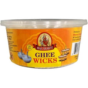 Pure Ghee Wicks for Pooja at Home and Mandir - Readymade Vanaspati Ghee (Clarified Butter) & Cotton Wicks for Spiritual Illumination (100 Pieces)