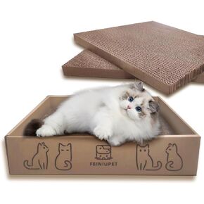Cat Scratching Board,3Pcs Cat Scratch Pad with Cat Scratch Box,Double-Sided Design cat Scratching Board for Cats to Playing and Sleeping