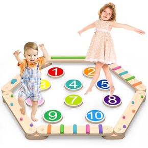 Beam Beam Beam Wooden ، Board Montessori Boalder for Kids ، Toddler Stepping Stones ، Sensory Kids Gymnastics Orvance Playet ، تحسين التوازن والتنسيق (8 موصلات)