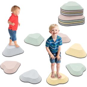 8PCS Stepping Stones For Kids Sensory, Durable Non-Slip Balance Stones For Toddlers,Stackable Indoor & Outdoor Obstacle Course Toys, Develops Balance & Gross Motor Skills,Gifts for Girls Boys
