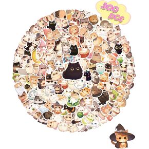 300 PCS Cat Stickers for Kids, Cute Water Bottle Stickers Kawaii Stuff for Classroom Prize, Cute Things Vinyl Students Gifts Cat Party Favors for Boys Girls Teens Adults