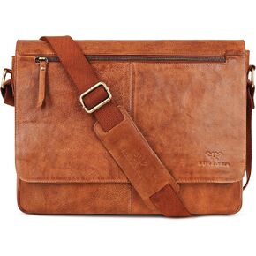 LUXEORIA Leather Messenger Bag for Men & Women, Over the Shoulder Bag for Women Crossbody & Mens Briefcase Office Bag