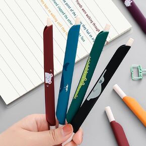 QTQYQJ 10pcs Vintage Color Rolling Ball Pens 0.5 mm Extra Fine Point Pens Cartoon Multifunctional Ruler Pen Coloring Art Office School Supplies