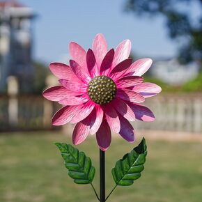 Viveta Wind Spinner Outdoor ، Sculpture Roy Sculpture Wtih Sturdy Stake ، Pink Pinwheels for Yard and Garden