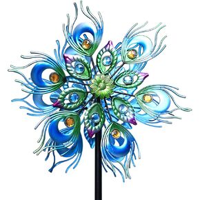 Peacock Wind Spinner ، 48 بوصة منحوتة للرياح ، منحوتات الرياح والمغازل في الهواء الطلق ساحة ساحة ساحة ساحة ، مصانع الرياح في الحديقة ، العشب والحديقة ...