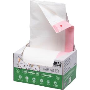 Cat Litter Box Liners 100% Compostable - Drawstring Close - 20 Count - Jumbo Size 36" x 18" - 40 Micron Heavy Duty - Scratch, Tear & Leak Resistant