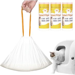 60 Count Cat Litter Box Liner Bags, 21" x 11" Disposable Portable Cat Litter Waste Receptacles Bags Compatible with PETKIT PuraX PuraMax PuraMax2 Self-Cleaning Cat Litter Box