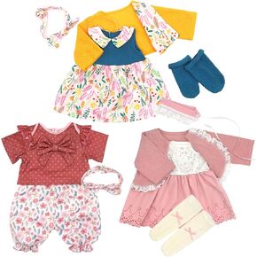 20 Inch Doll Clothes Outfits Dress Doll Dress with Coat, Headband Socks 3-Packs for 20-22 Inch Doll (Not Include Doll)