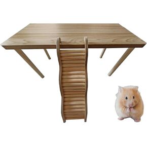 Hamster Cage Platform by Wooden with Stairs, Hamster Bridge, Guinea Pig Ramp, Hamster Ladder, Gerbil Chinchilla Syrian Dwarf Hamster Cage Accessories and Decor Furniture