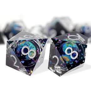 Haxtec DND Dice Set Liquid Core Sharp Edge Resin Dice, Planet D and D Dice, Polyhedral D&D Dice Set for Dungeons and Dragons TTRPGs DND Gift Roleplaying- Blue