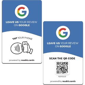 Google Review Tap Card by NUUBIZ - NFC and QR Code Review Card - All Phones Compatible-Digital Business Card to Boost Review -Promote Your Brand - Blue