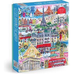 Galison Cities Around The World – 1000 Piece Michael Storrings Jigsaw Puzzle Featuring Beautiful Artwork of Famous World Landmarks