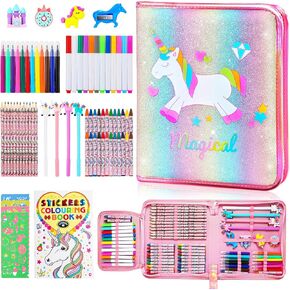 73Pcs Unicorn Art Supplies for Girls, Drawing Kit with Fruit Scented Markers, Coloring Arts and Crafts Coloring Set for Kids Ages 4 5 6 7 8 Years Old, Pencil,Crayon - Birthday Gifts Toys for Girls