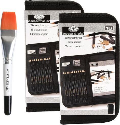 Graphite Pencils Set, Pencil Set for Sketching and Drawing | Bundle with Watercolor Paint Brush-Sketching Kit with Charcoal, Sharpener in Zippered Case (Pack of 2) in Saudi Arabia