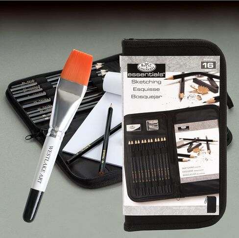 Graphite Pencils Set, Pencil Set for Sketching and Drawing | Bundle with Watercolor Paint Brush-Sketching Kit with Charcoal, Sharpener in Zippered Case (Pack of 2) in Saudi Arabia