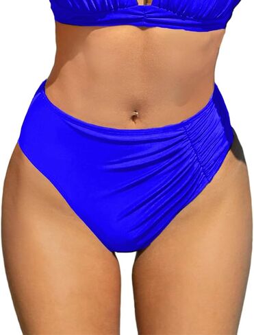 YELAIVP Women's High Waisted Bikini Bottom Tummy Control Ruched Bathing Suit Bottom Full Coverage Swimsuit Bottoms in Kuwait
