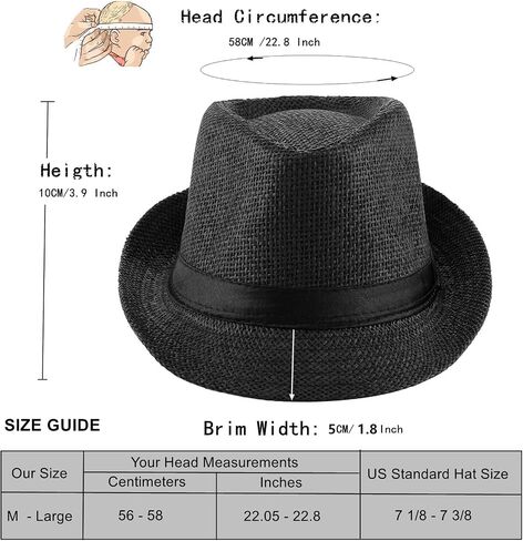 2 Pack Straw Fedora Hats for Men and Women, Short Brim Summer Beach hat, Trilby Panama Sun Hats. in Kuwait