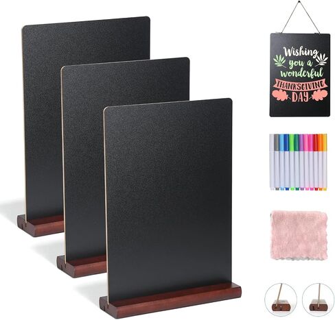 8 x 12 inch Chalkboard Signs - Small Chalk Board with Wood Base, Erasable Message Board Double-Sided Writing Board Table Menu Board for Kitchen Wedding Bar and Restaurant Display (4 Packs) in Kuwait