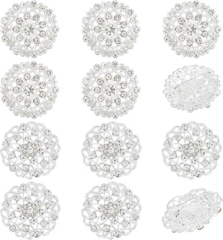 Gorgecraft 10pcs 2 أنماط كريستال راينستون زهرة بروش دبوس زهور الزهور أزرار شريحة شريحة brouches طية طية الجبارة المجوهر in Saudi Arabia