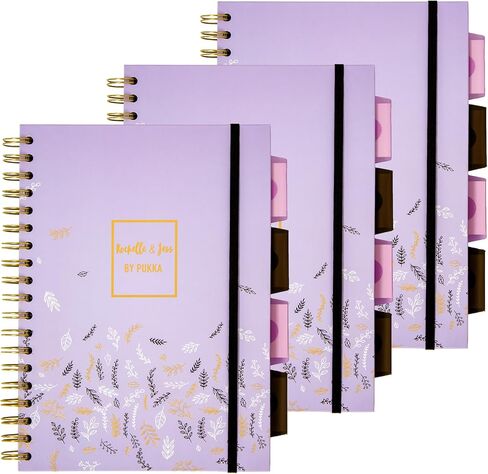 Pukka Pad 5 Subject Spiral Notebook 3-Pack - 200 Pages, 100 Sheets of 80GSM Paper with Repositionable Dividers & Perforated Edges for School & Office Planning & Organization - B5-7 X 10, Bloom in Kuwait