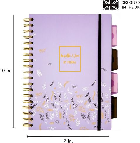 Pukka Pad 5 Subject Spiral Notebook 3-Pack - 200 Pages, 100 Sheets of 80GSM Paper with Repositionable Dividers & Perforated Edges for School & Office Planning & Organization - B5-7 X 10, Bloom in Kuwait